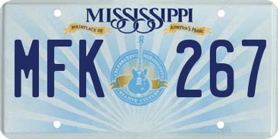 MS license plate MFK267