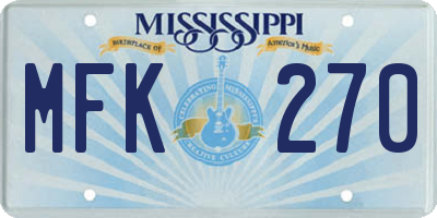 MS license plate MFK270