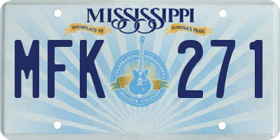 MS license plate MFK271