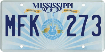 MS license plate MFK273
