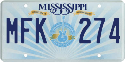 MS license plate MFK274