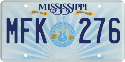 MS license plate MFK276