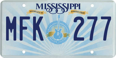 MS license plate MFK277