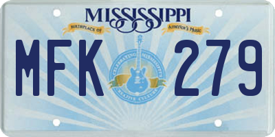 MS license plate MFK279