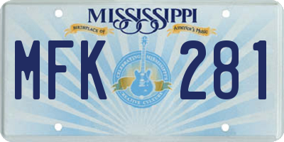 MS license plate MFK281