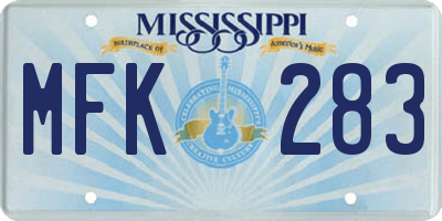 MS license plate MFK283