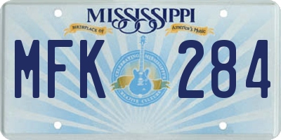 MS license plate MFK284