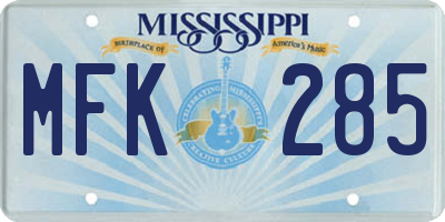 MS license plate MFK285