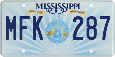 MS license plate MFK287