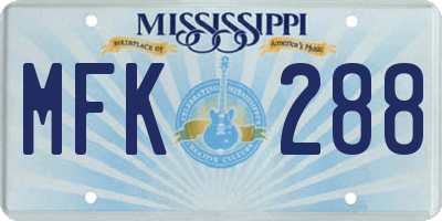 MS license plate MFK288