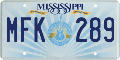 MS license plate MFK289