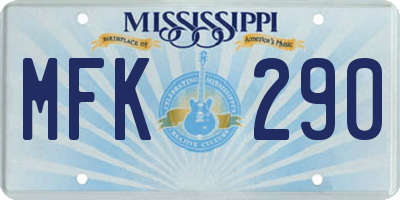 MS license plate MFK290