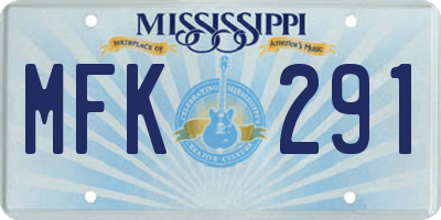 MS license plate MFK291