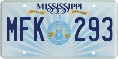 MS license plate MFK293