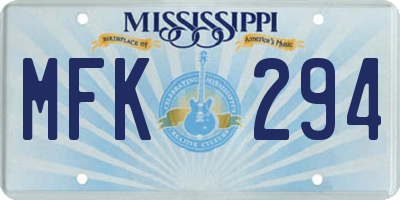 MS license plate MFK294