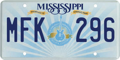 MS license plate MFK296