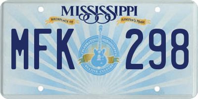MS license plate MFK298