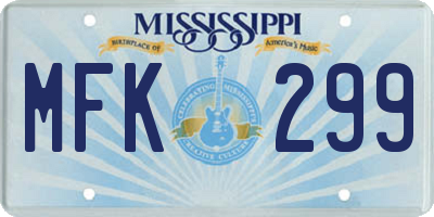 MS license plate MFK299