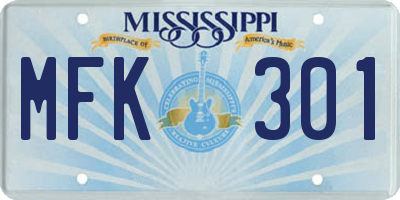 MS license plate MFK301