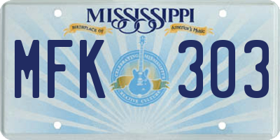 MS license plate MFK303