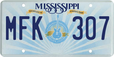 MS license plate MFK307