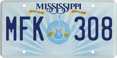 MS license plate MFK308