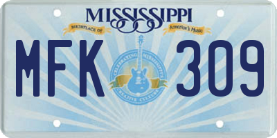 MS license plate MFK309
