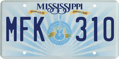 MS license plate MFK310