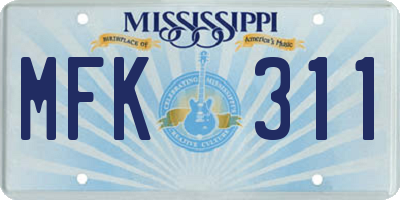 MS license plate MFK311