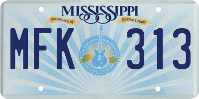 MS license plate MFK313
