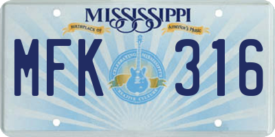 MS license plate MFK316