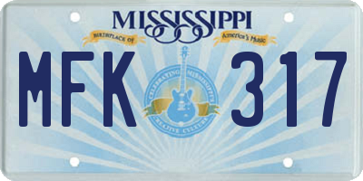 MS license plate MFK317