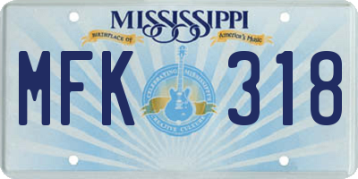 MS license plate MFK318