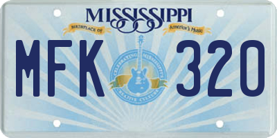 MS license plate MFK320