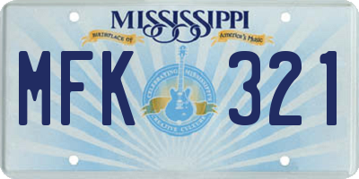 MS license plate MFK321