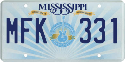 MS license plate MFK331