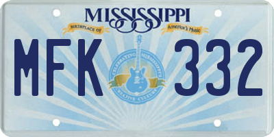 MS license plate MFK332