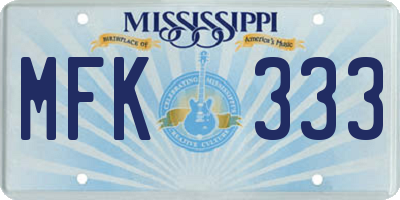 MS license plate MFK333