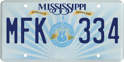 MS license plate MFK334