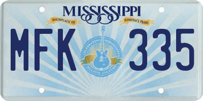 MS license plate MFK335