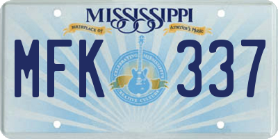 MS license plate MFK337