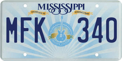 MS license plate MFK340