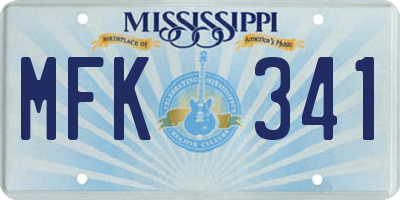 MS license plate MFK341