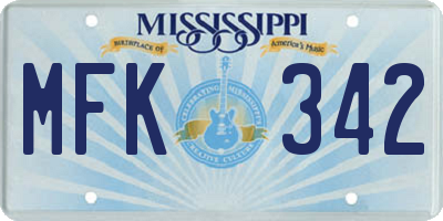 MS license plate MFK342