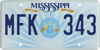 MS license plate MFK343