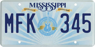 MS license plate MFK345