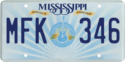 MS license plate MFK346