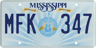 MS license plate MFK347