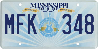 MS license plate MFK348