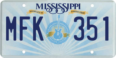 MS license plate MFK351